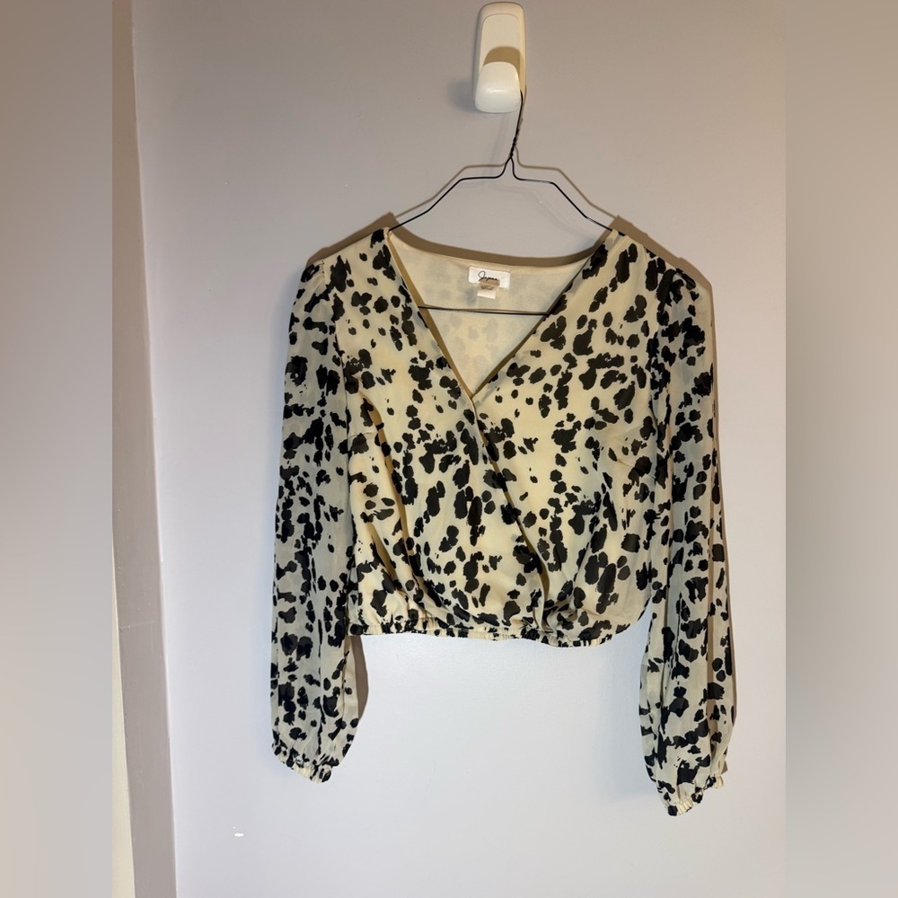 Japna Animal Print Wrap Crop Blouse – Size Medium